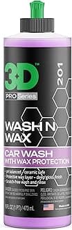 3D Wash N Wax Car Wash Soap - pH Balanced, Easy Rinse, Scratch Free Soap with Wax Protection - 16oz.