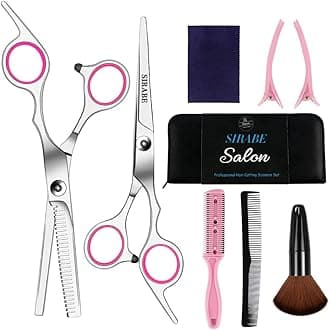 9 Pcs Hair Cutting Scissors Set, Thinning Scissors, Professional Barber Salon Home Shears Kit for Men Women