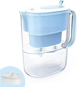 Waterdrop 200-Gallon Long-Life 10-Cup Water Filter Pitcher with 1 Filter, NSF Certified, 5X Times Lifetime, Reduces PFOA/PFOS, Chlorine, BPA Free, Blue