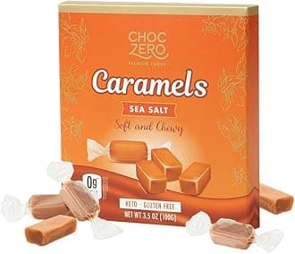 ChocZero Sugar Free Caramels - Keto Candy - All Natural, Soft and Chewy - Low Carb Snack (3.5oz Box)