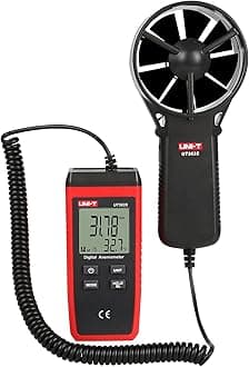 UT363S Handheld Anemometer Wind Speed Meter Wind Chill Air Temperature Gauge -14°F to 122°F/-10°C to 50°C with Extendable Wind Sensor LCD Backlight Max Min Avg Data Hold, 1 Meter Drop Durability