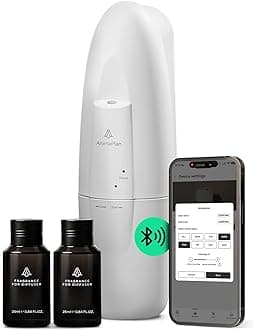 5 Star Collection Plug in Diffuser (2 Fragrances Included)-Cold Air & Waterless Diffusers for Home & Office- Silent Wall Diffuser Plug in, Bluetooth App Control, 1000 sq. ft (White)