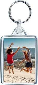 Personalised Custom Photo Keyring - Portrait or Landscape Photo - Key Chain, Key Ring Fob, Clear, Medium