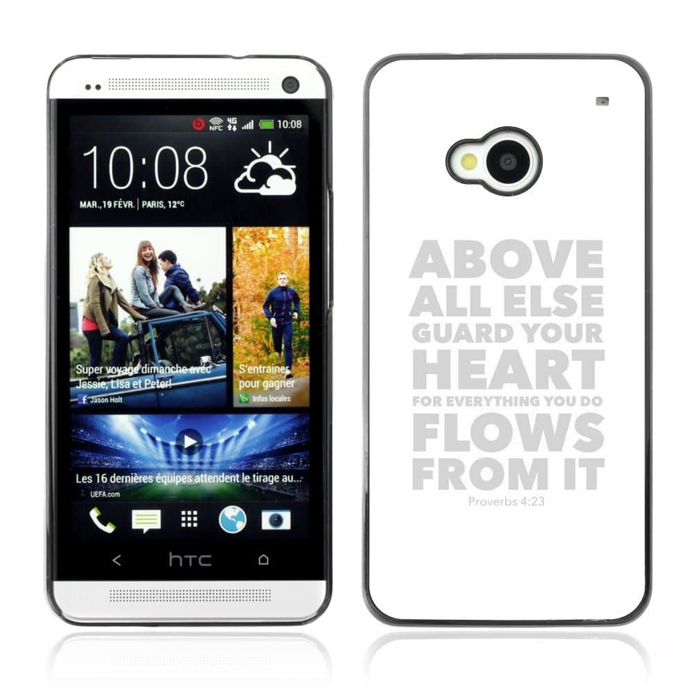 ArtCases Slim Design Case Cover Armor Shell/PROVERBS 4:23 ABOVE ALL ELSE GUARD YOUR HEART B&w/HTC One M7