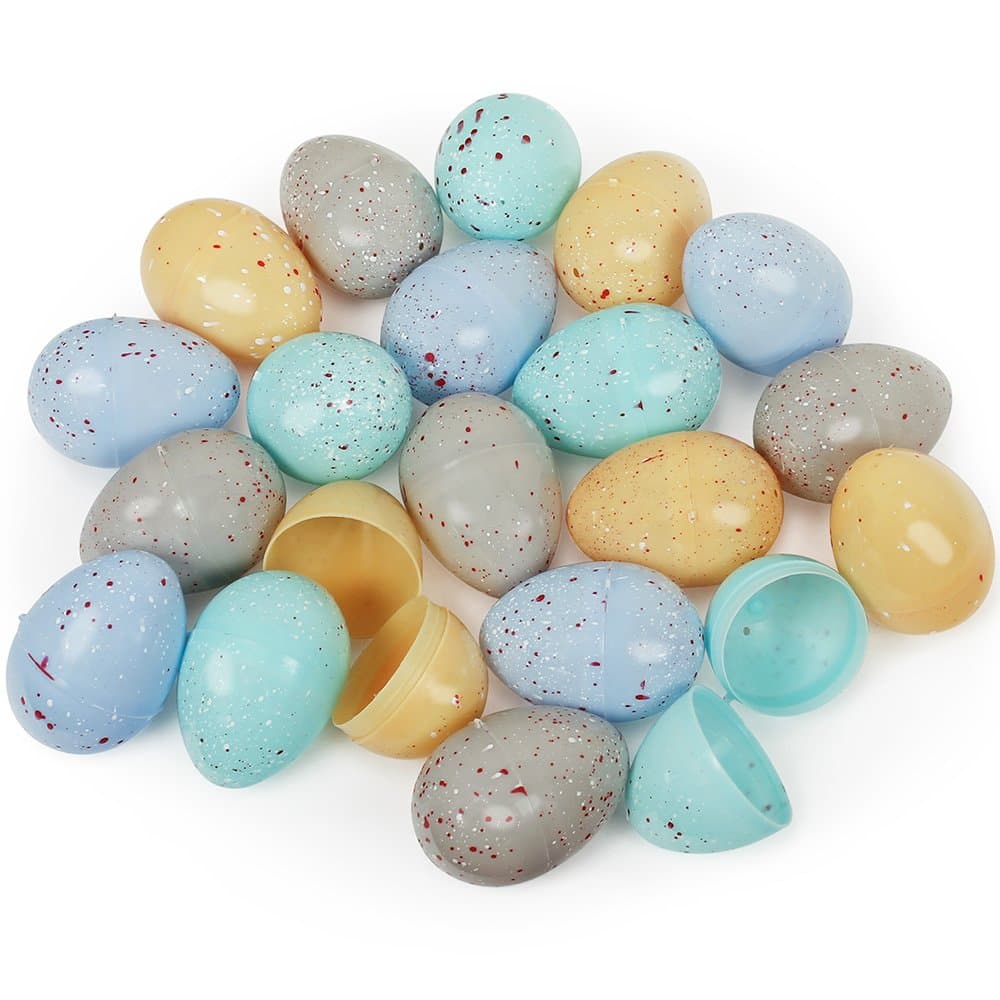 4 Assorted Natural Color Empty Plastic Speckled Eggs 2-1/4" (100 Pk)