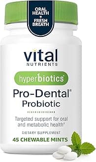 Hyperbiotics Vital Nutrients Pro Dental Probiotic | Clinically Studied BLIS K12 and M18 | Oral Probiotics for Bad Breath treatment for adults | Oral Health for teeth and gums | 45 Mint Tablets