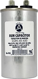 AP APPLI PARTS Run Capacitor for ac 40 Mfd uF (microfarads) 370 VAC or 450 VAC CBB65 Round Universal fit for hvac and other applications 4 in High 2 in Wide CON-40-450