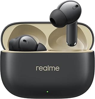 realmeBuds T300 Truly Wireless in-Ear Earbuds with 30dB ANC, 360° Spatial Audio Effect, 12.4mm Dynamic Bass Boost Driver with Dolby Atmos Support, Upto 40Hrs Battery and Fast Charging - (Black)