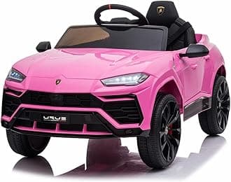 12V Kids Ride On Car Licensed Lamborghini Urus Electric Car for Kids Vehicle Toy/Parent Remote Control, USB Port, AUX, Spring Suspension, Opening Door, LED Light (Pink)
