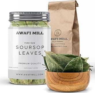 AWAFI MILL Dried Soursop Graviola Leaf - Premium Quality - Rich in Antioxidants - Herbal Tea Ingredient (Pack of 80 Leaves)