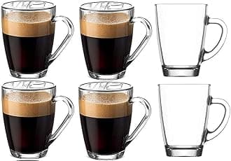 Clear Toughened Glass Coffee Mug with Convenient Solid Handle Mug Set for Tea, Coffee, Beer, Hot/Cold Drinks, Espresso, Cappuccino [230 ML] [12 Pic]