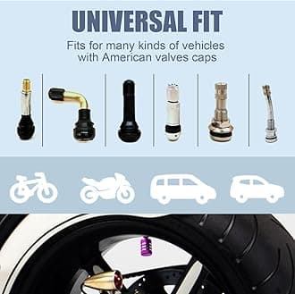 DECURCAR Tire Valve Stem Cap Cover - (5 Pack) Tire Air Cap Metal with Plastic Liner Corrosion Resistant Leak-Proof American Flag for Car Truck Motorcycle Bike Purple