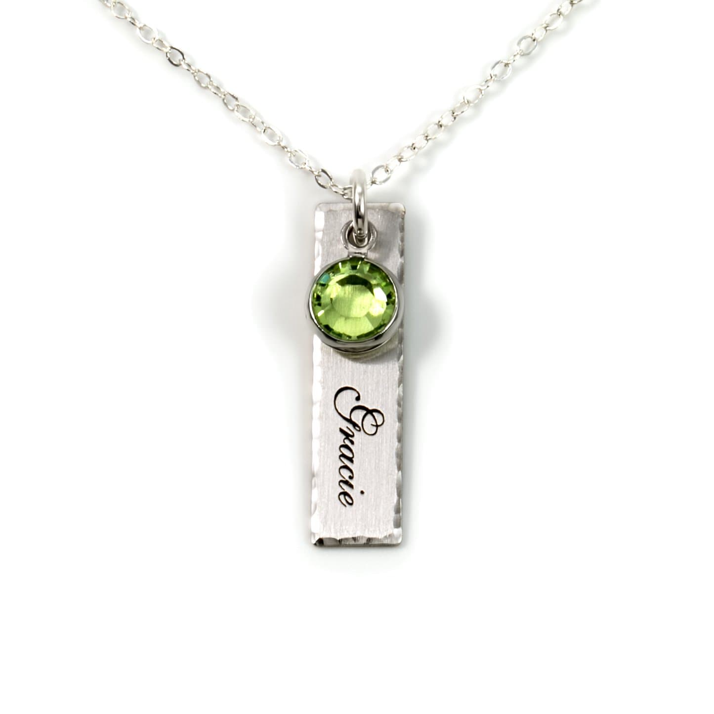 Single Edge-Hammered Name Necklace