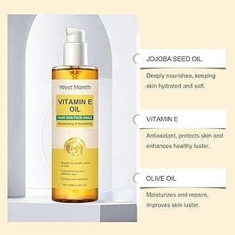 Azonee Organic Vitamin E Oil for Skin, Hair & Nails, 100% Natural Moisturizing Oil with Jojoba, Castor & Olive Oils for Face, Scalp & Body Care (100ml)