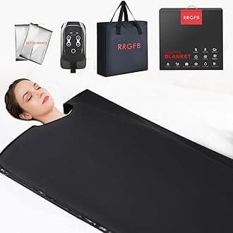 Low EMF Portable Infrared Sauna Blanket,Crystal Therapy Home Relaxation, Adjustable Timer 20-60 Min, 95-167℉ Temp Range, 6 ft x 2.95 ft, Durable PU Leather Cover