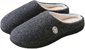 DSFFD Mens Memory Foam House-Slippers, Full Toe Soft Non-Slip Comfortable Indoor Warm Slipper, for Bedroom Outdoor Slipper Shoes,Black,44/45EU