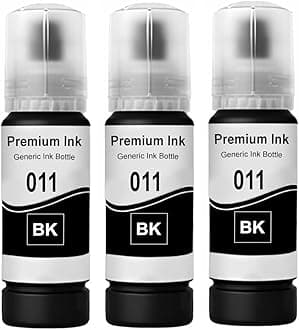 CANOFF 011 & 012 Refill Ink Bottle Compatible with Epson Model L8180 and L8160 Printer (011 Black Ink 3pc.)
