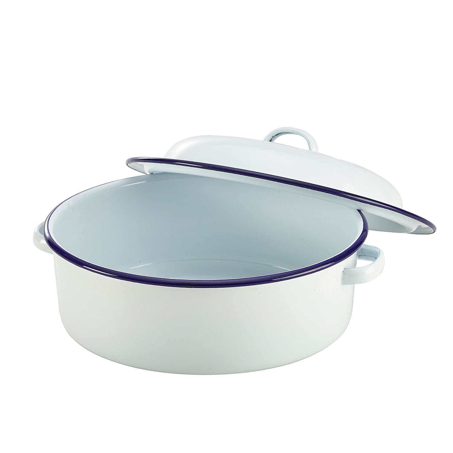 20cm White Round Enamel Roaster