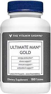 The Vitamin Shoppe Ultimate Man Multivitamin, Daily Men’s Multivitamin with Key Vitamins & Minerals, Supports Energy and Overall Wellness for Men, Gluten Free, Soy & Dairy Free, 180 Tablets