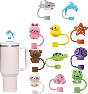 11Pcs Straw Cover for Stanley Cup, Silicone Straw Topper for Stanley Cup 30&40oz with Tumblers, 10mm 0.4in Lid Accessories (Reusable)