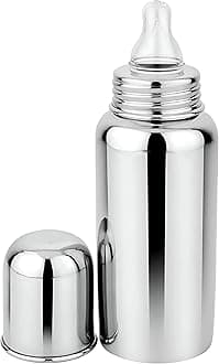 Baby Steel Feeding Bottle 240ml | Baby Milk Bottle with Advanced Anti Colic Valve, BPA Free, Soft Silicone Teat, Wide Neck for Babies/Infants/Newborn