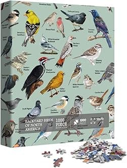 PICKFORU Bird Puzzle for Adults 1000 Pieces and Up, Backyard Birding Puzzle Collects 47 Backyard Birds of North America, Birds Theme Jigsaw Puzzles as Bird Lover Gifts