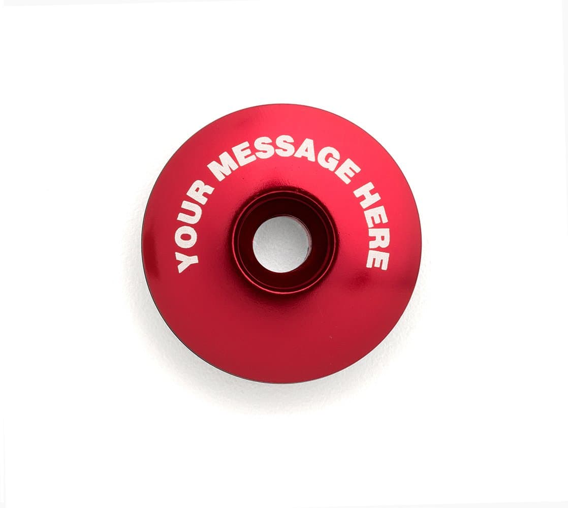 Customizable Your Message Here 1 1/8" Bicycle Headset Cap Red