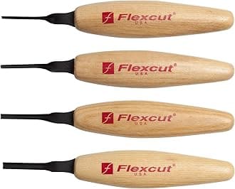 FLEXCUT Carving Tools, Sweep Micro Tool Set, Razor Sharp High Carbon Steel Blades, Set of 4 (MT300)