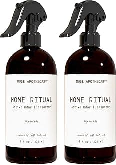Muse Apothecary Home Ritual Active Odor Eliminator Spray - Odor Eliminator for Home - Furniture Deodorizer Spray & Bathroom Odor Eliminator - Essential Oil Air Freshener - 8oz, Ocean Air