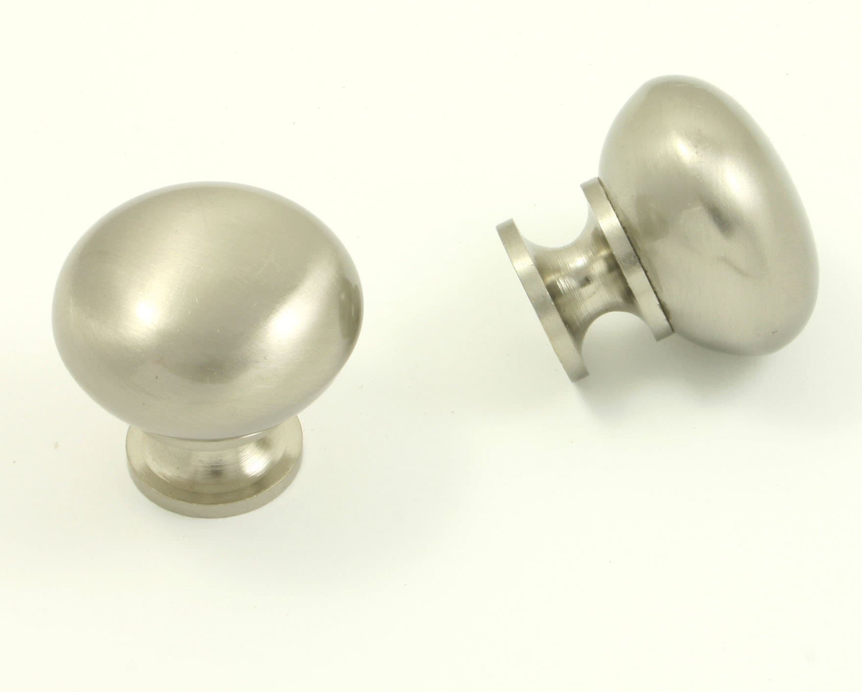 2 x Brushed Nickel Kitchen or Cupboard Knobs. Stainless Steel Shaker Style