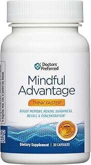 Mindful Advantage Brain Supplements for Memory and Focus - Boost Memory, Mental Sharpness, Recall & Concentration - 30 Count