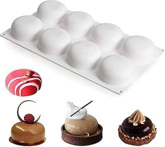 OCPO Kitchen 3D Stone Silicone Mold for Baking Mousse Cake, 3D Silicone Baking Molds for Cakes French Dessert Mold for Pastry Chocolate Pudding Cupcake Cake Decoration Mold, Stone Shape (8-Cavity)