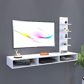 Furnifry Wooden TV Entertainment Unit/Wall Set Top Box Shelf Stand/TV Cabinet For Wall/Set Top Box Holder For Home/Living Room (White), (10 X 10 X 5Cm)