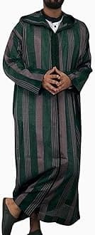 Alalaso Men's Muslim Kaftan Clothes Saudi Arabic Middle East Islamic Long Gown Dress Crew Neck Clothing Ramadan Jubbah