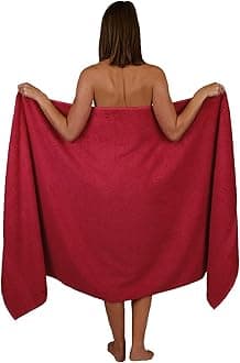 Extra Large Bath Sheet 100 x 200 cm Super Jumbo Big Bath Sheets Towels Beach Body Wrap XL Bath Towels 600-GSM (Red)