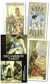 AYME Tarot Cards With Guide Book 78 Pieces Decameron Tarot Cards Decks For Beginners, Classic Traditional Standard Tarot Deck Fortune Telling Card GameDivination Tools (Style 9)