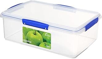 Large Food Storage Container with Lid for Lunch, Meal Prep, and Leftovers, Dishwasher Safe, 236oz, Clear/Blue