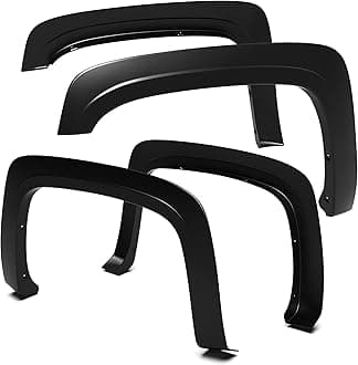 Tyger Auto Fender Flare Compatible with 2007-2013 Chevy Silverado 1500 2500 3500HD (Not Fit 07 Classic) 6.5' & 8' Bed, Fine-Textured Black Paintable Factory Style 4pc | TG-FF6C4288