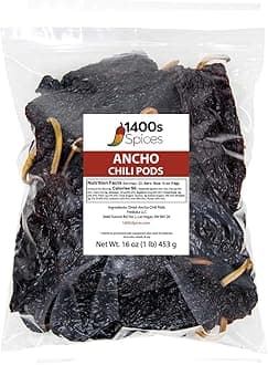 1lb Ancho Chili Dried Peppers, Whole Mexican Peppers, Dry Chile Ancho by 1400s Spices