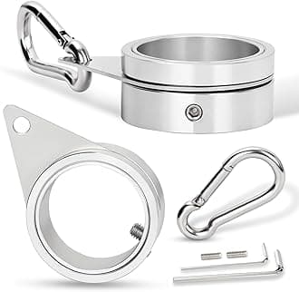 1.5" Flag Pole Rings, 2 Pcs Aluminum Alloy Spinning Flag Pole Ring Clips Swivels, 360° Rotating Anti Wrap Flagpole Ring Hardware with Stainless Steel Carabiners for 1.26-1.5" Diameter