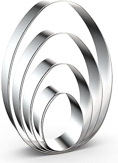 Large Egg Cookie Cutter Set in Different Sizes - 5 Inch, 4 Inch, 3 Inch, 2 Inch - 4 Piece - Stainelss Steel