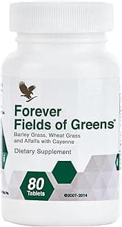 Forever Living - Fields of Greens, Green Superfood Supplement with Barley Grass, Wheat Grass, and Alfalfa to Cleansing and Alkalizing, 80 Tablets