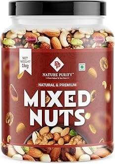 Nature Purify Trail Mix Dry Fruits Fit for Fasting 1KG | Healthy Snacks Mixed Nuts with Dry Fruits | Almonds | Cashews | Dried Apricots | Pista | Black raisin | Green raisin & More Healthy Snack