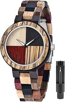 Womens Wooden Watch with All Wood Strap Analog Classic Design Colorful Bamboo Ladies Watches for Women, Couples