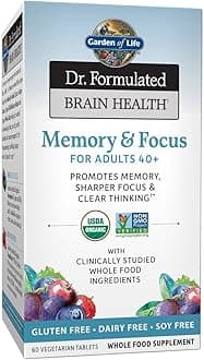 Garden of Life Dr. Formulated Organic Brain Health Memory & Focus for Adults 40+ 60 Tablets