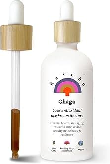 Rainbo - Chaga Mushroom Tincture - Dual Extract Mushroom Supplement - Immune Support, Cellular Support, Liquid Chaga Supplement, Vegan, Non GMO, 3.4 fl oz