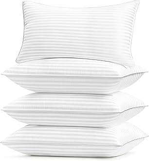 Basic Beyond King Size Pillows Set of 4 - Soft 20 x 36 Inches 4 Pack King Down Alternative Pillows for Back, Stomach or Side Sleepers, White