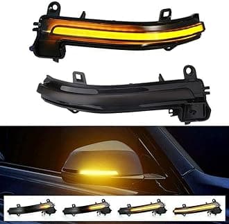 KanSmart LED Dynamic Sequential Turn Signal Light for BMW 1 2 3 4 Series F30 F20 F21 F22 F32 F33 F80 F82 F86 E84 X1 i3 M2 - Rear View Mirror Side LED Marker Lamp Smoked Lens Amber Blink Indicator