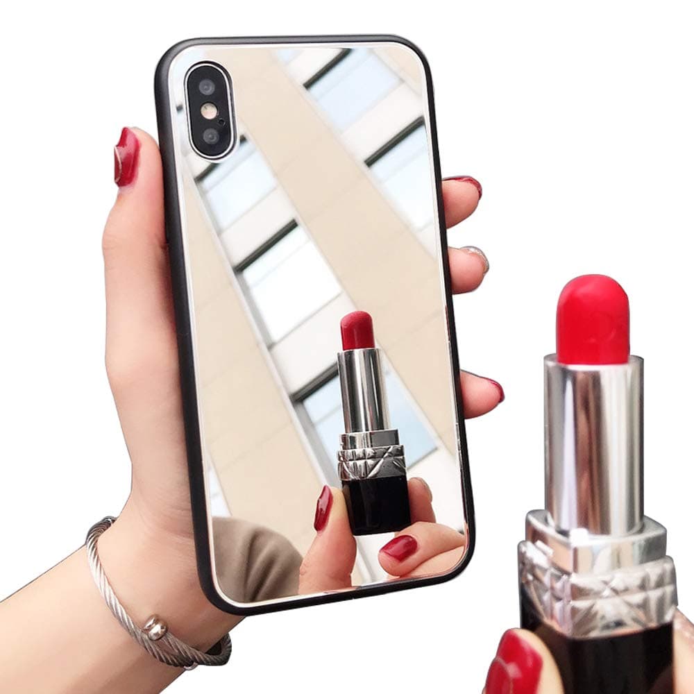 [Updated Version] Real Mirror Case Luxury Clear Back Mirror Shock-Absorption TPU Bumper Case Anti-Scratch Bright Reflection Protective Case Cover for Apple iPhone (X/Xs)