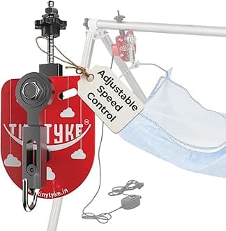 TINYTYKE Automation Kit (Cradle Not Included) - Automatic Jhula for Kids 0-3 Years - Portable with Blue Cloth - Automatic Cradle Kit Fits Square Round Wooden Frames - Up to 20kg